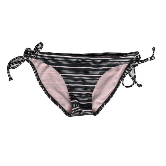 Xhilaration Swim Suit Bottoms Bikini Womens Small Black Pink Striped New - Picture 1 of 8